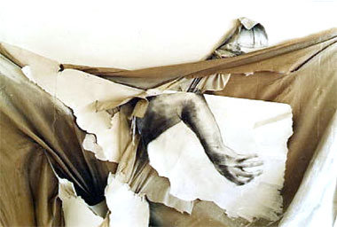 Sharon Kelly: Confirmation and Denial (detail) , 1989, charcoal on paper and on cloth, 305 x 305 cm; courtesy the artist
